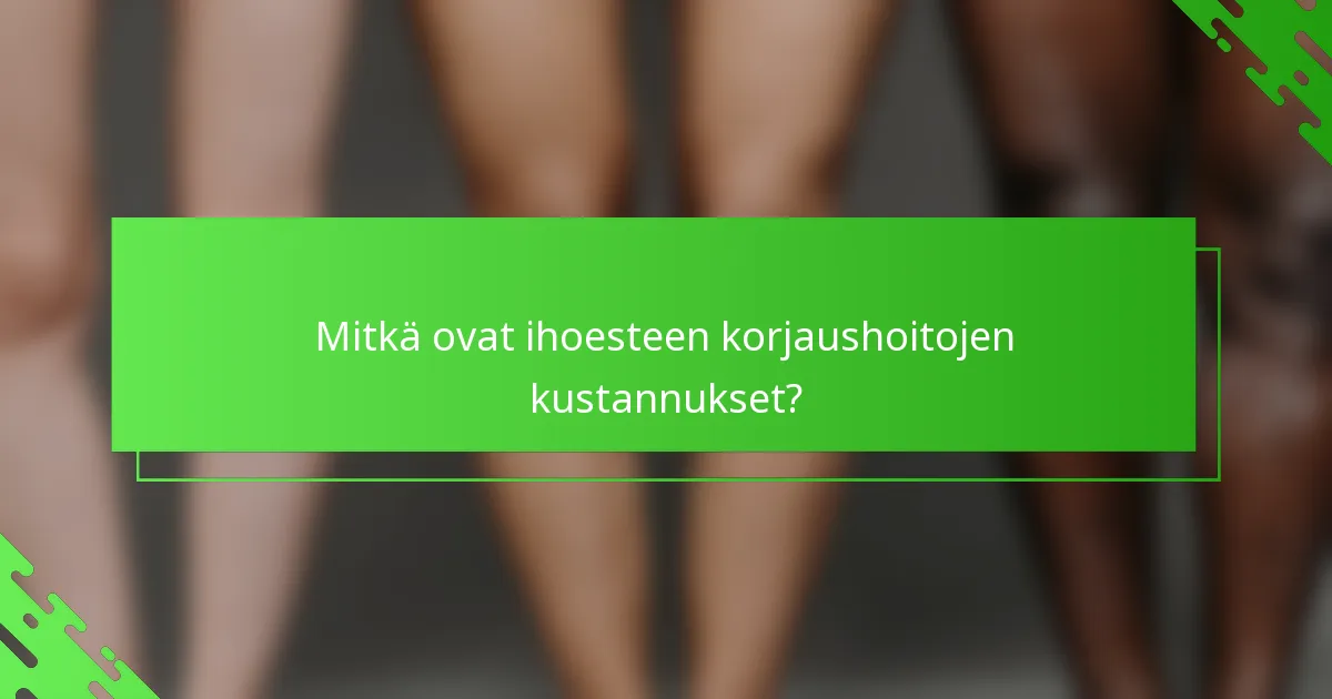 Mitkä ovat ihoesteen korjaushoitojen kustannukset?