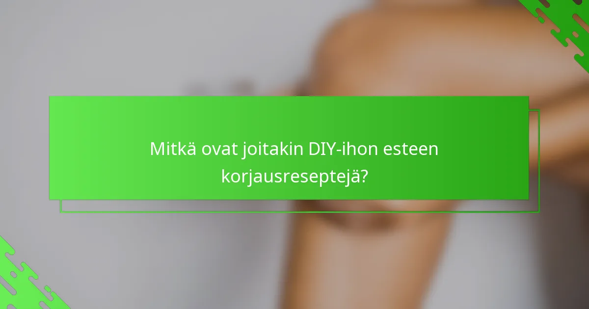 Mitkä ovat joitakin DIY-ihon esteen korjausreseptejä?